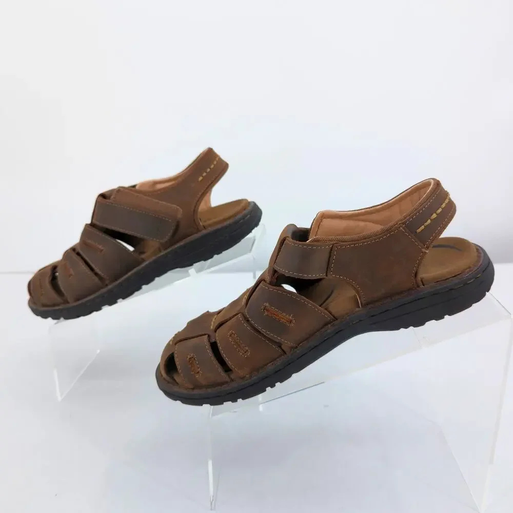 Abeo Sandals Mens 8 Brown Leather Burke Fisherman Bio System Neutral Footbed
